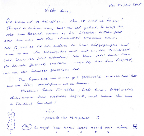 Tiinas Gästebucheintrag